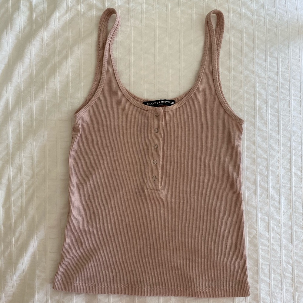 Brandy Melville pink Henley tank top